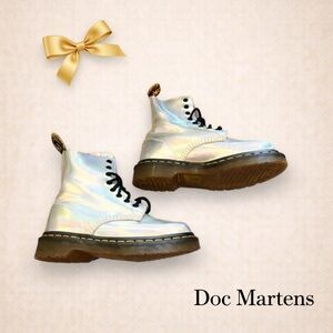 Dr. Martens Pascal RS Iridescent Silver Combat Boots Sz 5